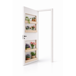Porte avec étagères intégrées. Gain de place | Atelier Moya