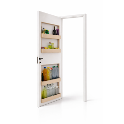Porte avec étagères intégrées. Gain de place | Atelier Moya