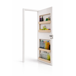Porte gain de place avec étagères intégrées : un rangement malin, discret et toujours à portée de main.