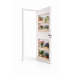 Porte avec étagères intégrées. Gain de place | Atelier Moy