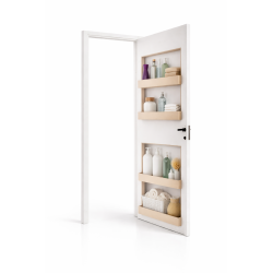 Porte avec étagères intégrées. Gain de place | Atelier Moy