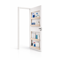 Porte avec étagères intégrées. Gain de place | Atelier Moy